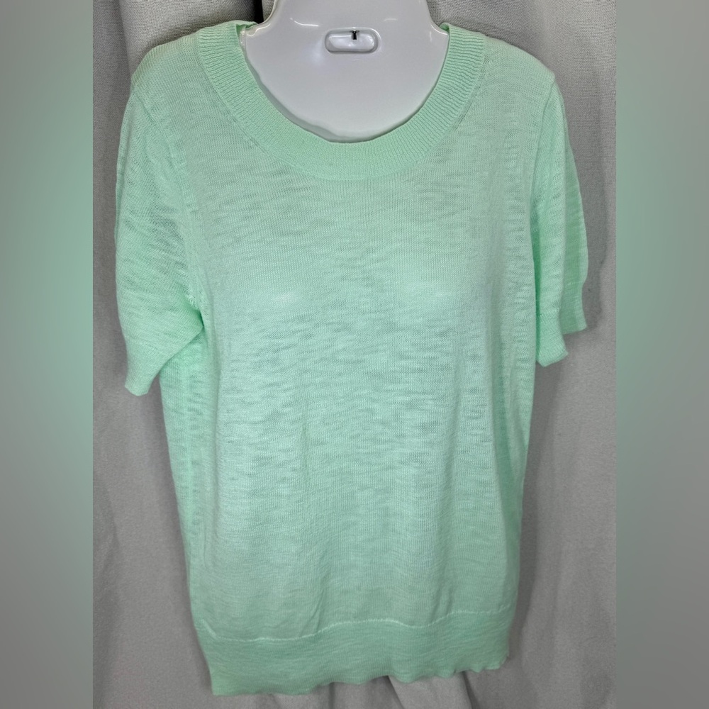 100% Cotton Short Sleeve Knit Top in Mint Green J. Crew Factory Medium - Picture 2 of 8